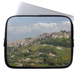 Italy, Sicily, Enna, Calascibetta, Morning View Laptop Sleeve