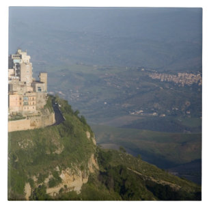 Italy, Sicily, Enna, Town View from Rocca di Tile