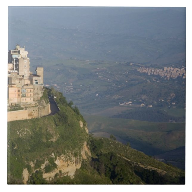 Italy, Sicily, Enna, Town View from Rocca di Tile (Front)