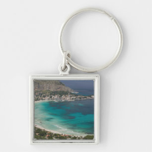 Italy, Sicily, Mondello, View of the beach from Key Ring