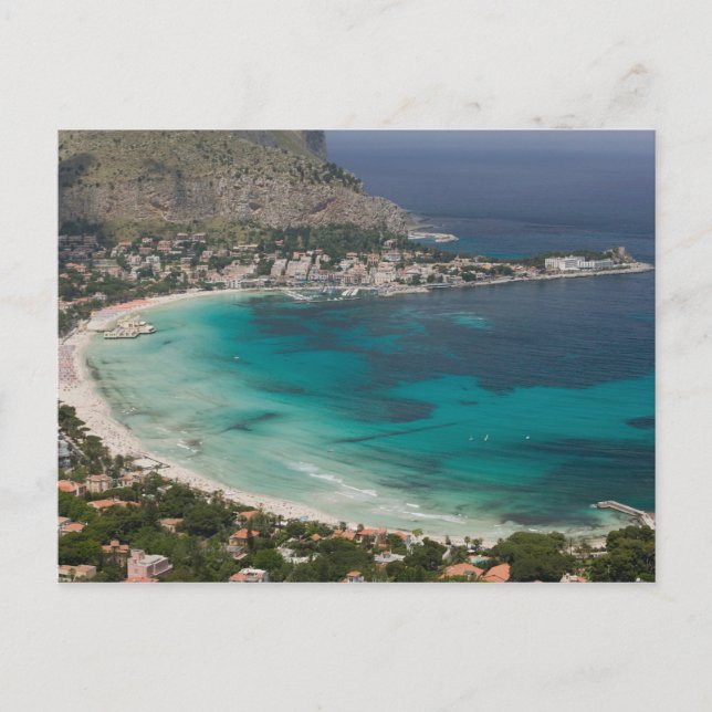 Italy, Sicily, Mondello, View of the beach from Postcard (Front)