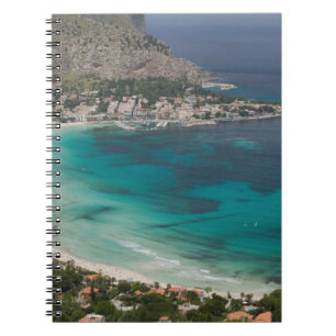 Italy, Sicily, Mondello, View of the beach from Spiral Notebook