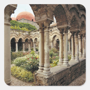 Italy, Sicily, Palermo. The cloisters survive as Square Sticker
