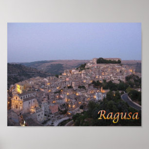 Italy - Sicily - Ragusa - Night View - Poster