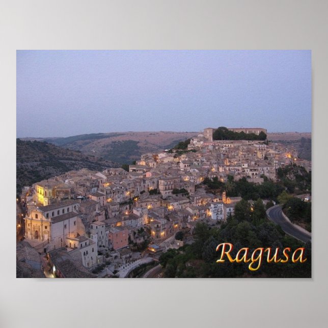 Italy - Sicily - Ragusa - Night View - Poster (Front)