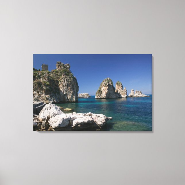 Italy, Sicily, Scopello, Rocks by Tonnara Canvas Print (Front)
