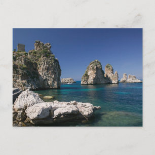 Italy, Sicily, Scopello, Rocks by Tonnara Postcard