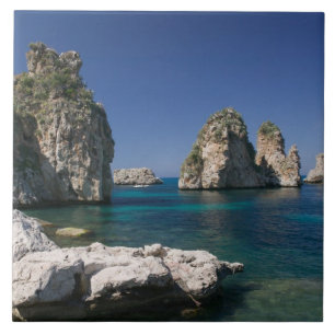 Italy, Sicily, Scopello, Rocks by Tonnara Tile