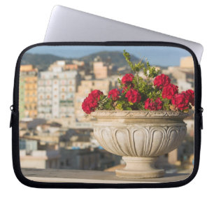 Italy, Sicily, Termini Imerese, View & Flowers Laptop Sleeve