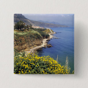 Italy, Sicily. The north coast of Sicily in 15 Cm Square Badge