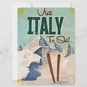 Italy Skiing Vintage travel poster Invitation