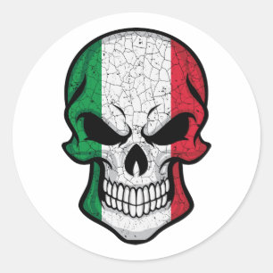 Italy Smiling Skull Flag Classic Round Sticker