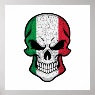 Italy Smiling Skull Flag Poster
