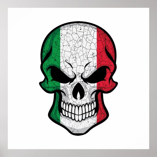 Italy Smiling Skull Flag Poster (Front)