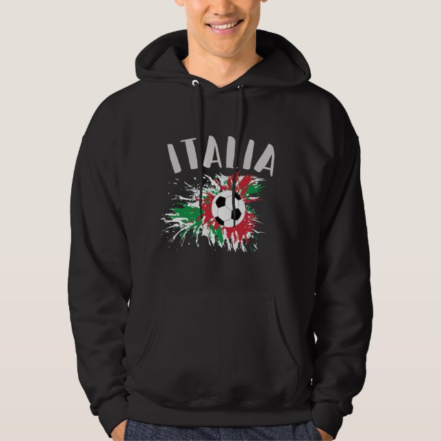 Italy Soccer Ball Grunge Flag Hoodie (Front)