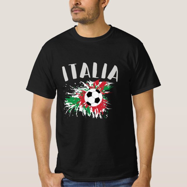 Italy Soccer Ball Grunge Flag T-Shirt (Front)