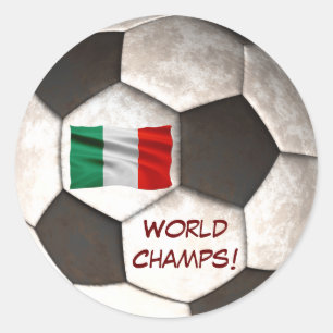 Italy Soccer Ball "World Champs" Football Sports Classic Round Sticker