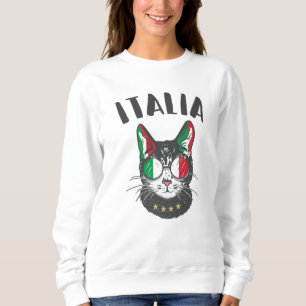 Italy Soccer Cat Mascot Italian Fan flag Sweatshirt