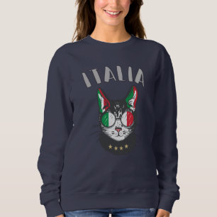 Italy Soccer Cat Mascot Italian Fan flag Sweatshirt