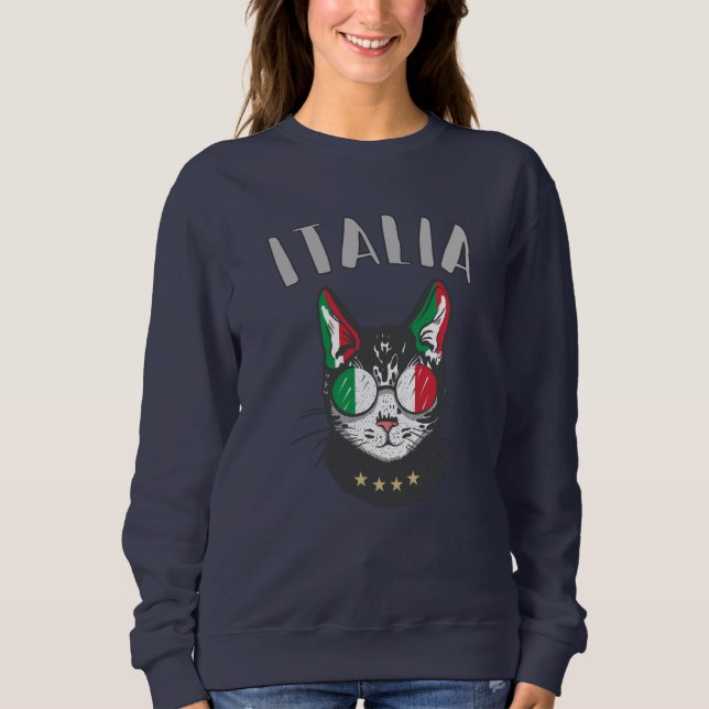 Italy Soccer Cat Mascot Italian Fan flag Sweatshirt (Front)