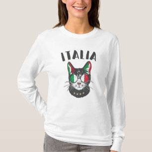 Italy Soccer Cat Mascot Italian Fan flag T-Shirt