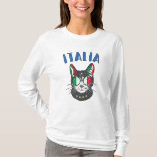 Italy Soccer Cat Mascot Italian Fan flag T-Shirt