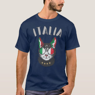 Italy Soccer Cat Mascot Italian Fan flag T-Shirt