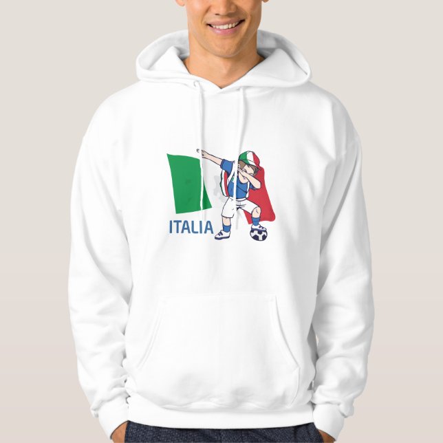 Italy Soccer Fan Kid dabbing schoolboy Hoodie (Front)