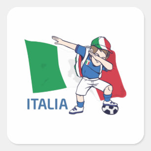 Italy Soccer Fan Kid dabbing schoolboy Square Sticker