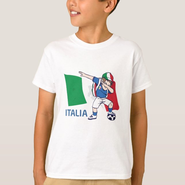 Italy Soccer Fan Kid dabbing schoolboy T-Shirt (Front)