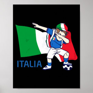 Italy Soccer Fan Kid Dabbing Schoolboy T Shirt Poster