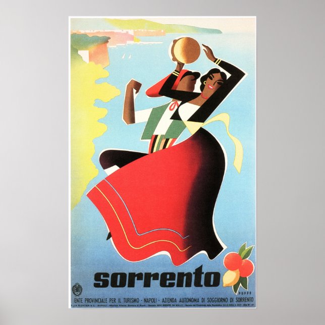 ITALY SORRENTO Naples Girls Dancing Retro Travel Poster (Front)