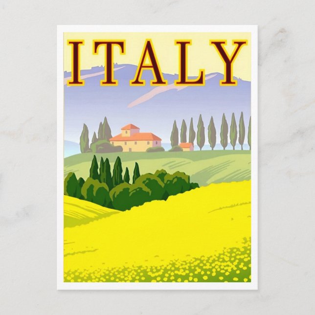 Italy Spring Fields Retro Inspired Postcard (Front)
