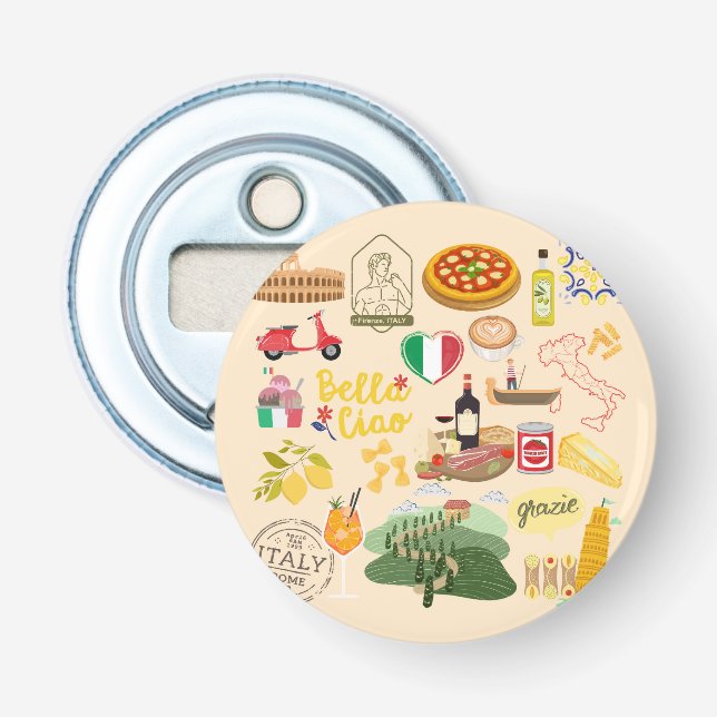 Italy Symbols Bottle Opener (Front)