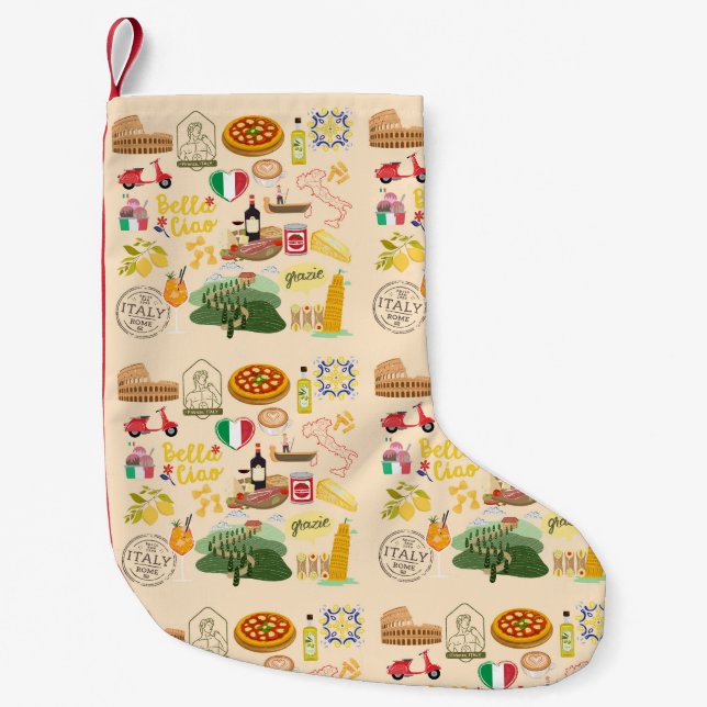 Italy Symbols Small Christmas Stocking (Front)