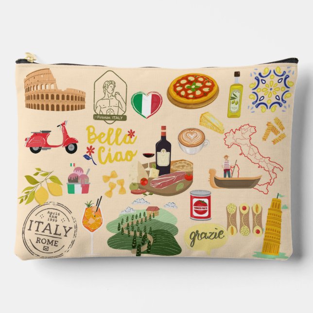 Italy Symbols Travel Lovers Accessory Pouch (Front)