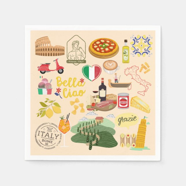 Italy Symbols Travel Lovers Napkin (Front)