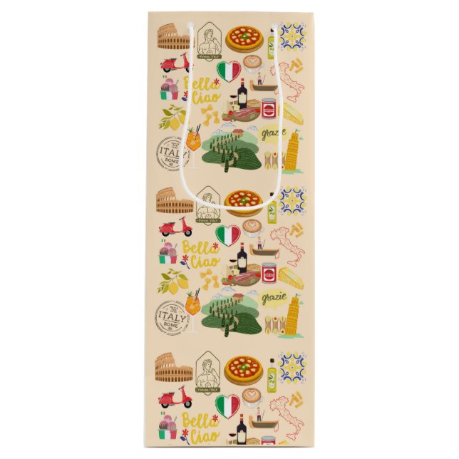 Italy Symbols Wine Gift Bag (Front)