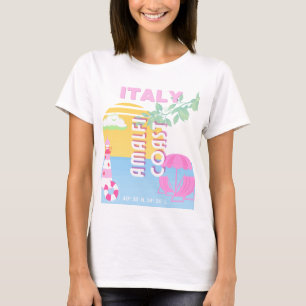 Italy Travel art, Amalfi Coast, Preppy, Pink T-Shirt