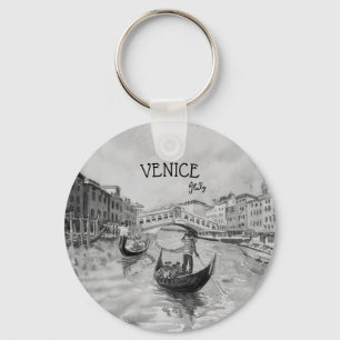 Italy Travel - VENICE black and white souvenir Key Ring
