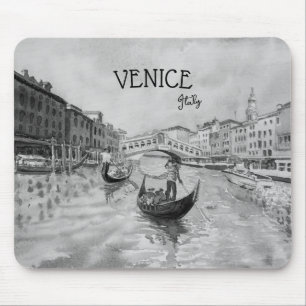 Italy Travel - VENICE black and white souvenir Mouse Pad