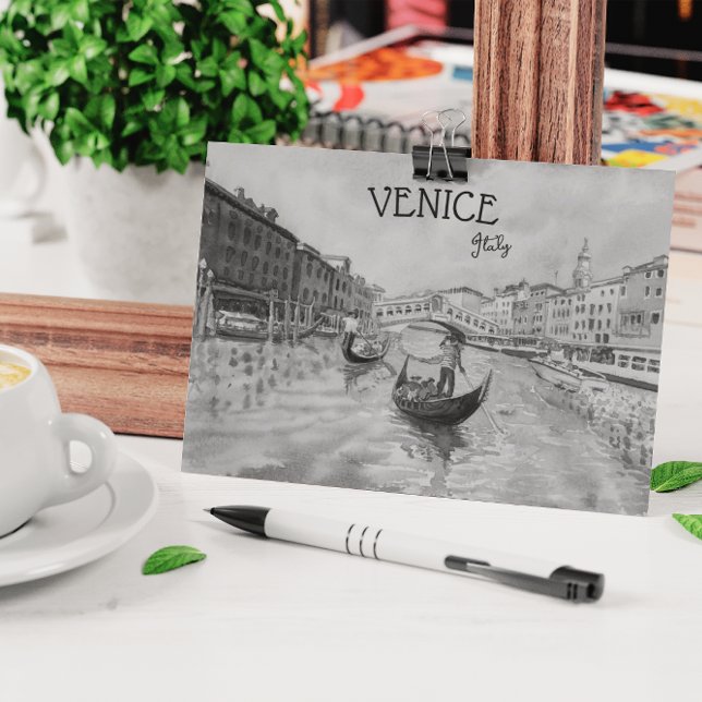 Italy Travel - VENICE black and white souvenir Pos Holiday Postcard (Creator Uploaded)