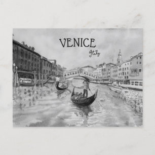 Italy Travel - VENICE black and white souvenir Postcard