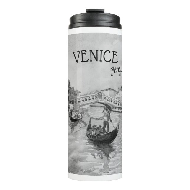 Italy Travel - VENICE black and white souvenir Thermal Tumbler (Front)