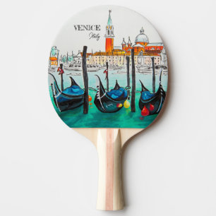 Italy Travel - VENICE watercolor souvenir Ping Pong Paddle