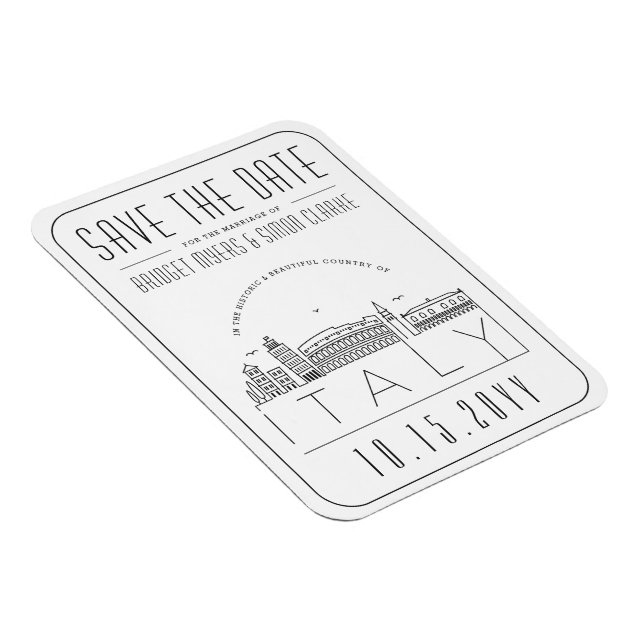 Italy Trip Wedding Stylised Skyline Save the Date Magnet (Right Side)