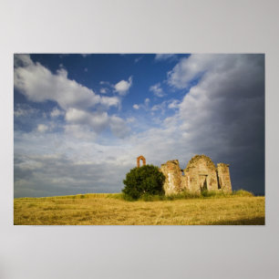 Italy, Tuscany, Ruin of Old Church in Tuscany. Poster