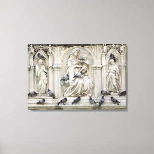 Italy, Tuscany, Sienna. Statues and birds on Canvas Print