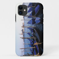 Italy, Veneto, Venice, Row of Gondolas and San