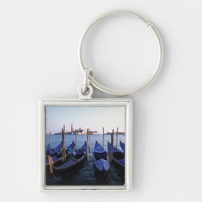 Italy, Veneto, Venice, Row of Gondolas and San Key Ring (Front)